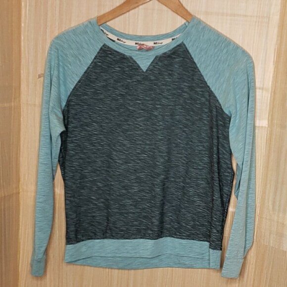 BKE Lounge Womens Grey Teal Long Sleeve Top Medium - Picture 1 of 7
